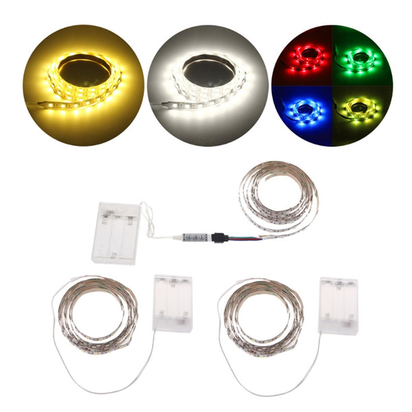 Waterproof RGB 5050 SMD IP65 LED Flexible Strip Lights 3AAA Battery Power Lamp 3 Key with Mini Controller 0.5M/1M/2M Holiday TV Lighting