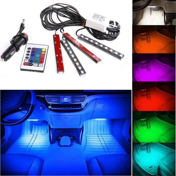 20 sets 12V Flexible Car Styling RGB LED Strip Light Atmosphere Decoration Lamp Car Interior Neon Light with Controller Cigarette Lighter