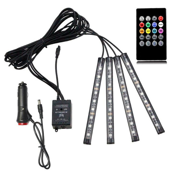 50 Sets 12V 4 in 1 9LED SMD5050 RGB LED Strip Light Music Voice Control Car Interior Floor DIY Decoration Atmosphere Neon Light