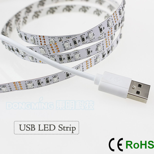 1M/2M/3M/5M USB led Strip Light 60leds/m DC 5v 3528 SMD LED Ribbon flexible tape neon + USB Cable