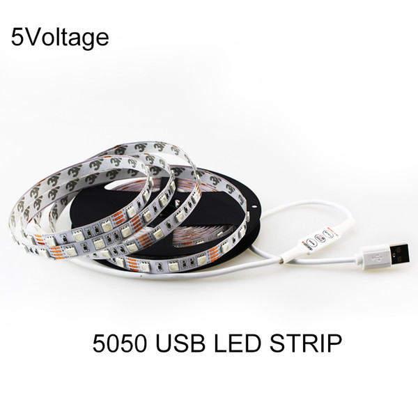 1M/2M/3M/5M USB led Strip Light 60leds/m DC 5v 5050 SMD LED Ribbon flexible tape neon with USB Cable
