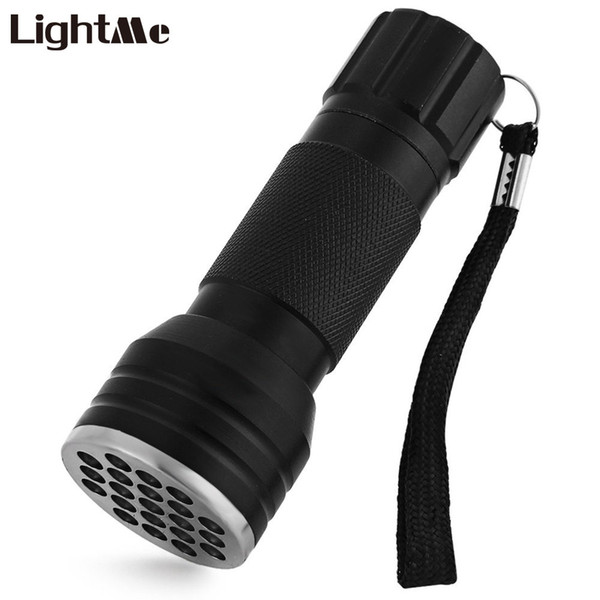 Lightme 21 LEDs UV Ultra Violet Flashlight Torch Aluminum Alloy 395-410nm UV Glue Curing Invisible Ink Marker Lamp