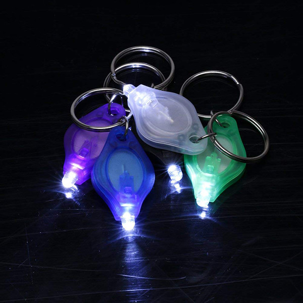 100pcs Keychain Ring Light White Red Green UV LED Mini Torch Light Micro LED Key Ring Keychain Flashlight Mini Lamp