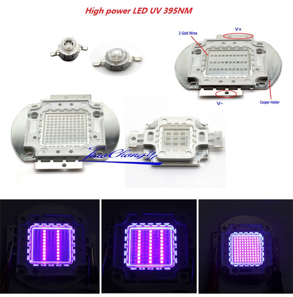 Free shipping 3W 5W 10w 20w 30W 50w 100W 395NM UV Ultra Violet High power LED for Aquarium