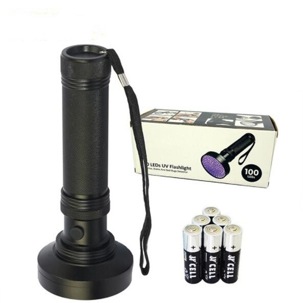 30pcs Black 100LED 365nm 395nm UV Blacklight Scorpion Urine Fluorescent Detection Flashlight Torch Portable Violet Light Money Detector