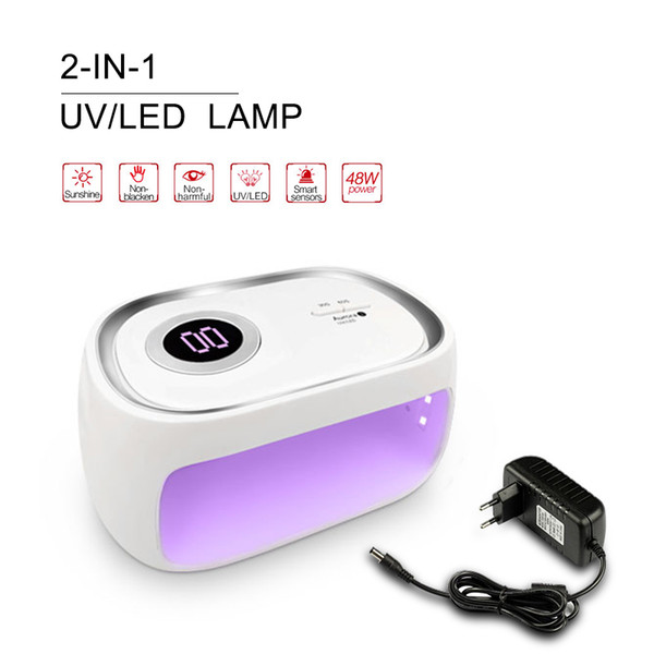 48w Nail Dryer Smart UV LED Lamp For All Gels 24 Leds Gel Polish Curing Lamp with Bottom 30s/60s Timer LCD Display