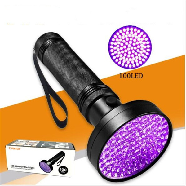 100LED 365nm 395nm UV Blacklight Scorpion Urine Fluorescent Detection Flashlight Torch Portable Violet Light Money Detector