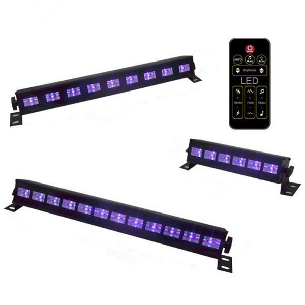 10pcs 6LED 9LED 12LED 18LED 24LED 4 Mode Remote Control UV Blacklight UV Bar Glow Black Light in the Dark Party Birthday Wedding Stage Light