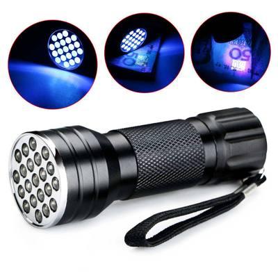 21LED UV Light 395-400nm LED UV Flashlight 3*AAA Aluminium Blacklight Detection Ink Marker 21LED UV Ultra Violet Mini Portable Flashlight