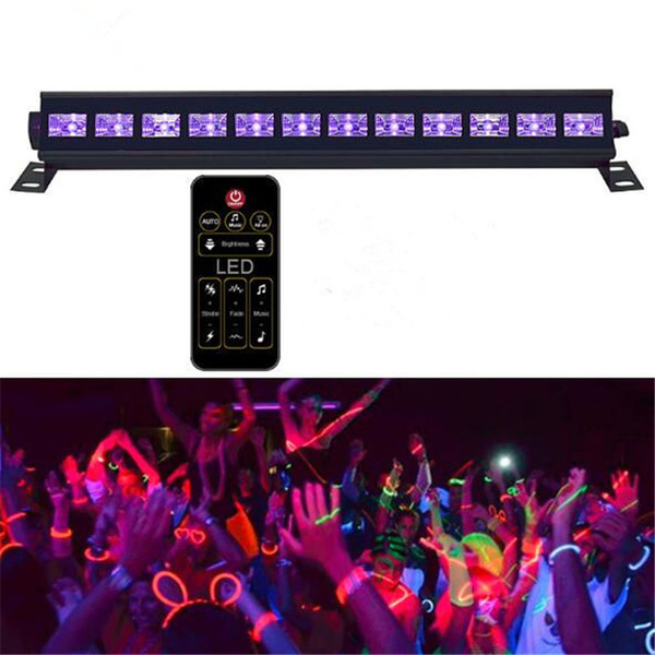 4 Mode Remote Control UV Blacklight 18W 27W 36W 54W 72W UV Bar Glow Black Light in the Dark Party Birthday Wedding Stage Light