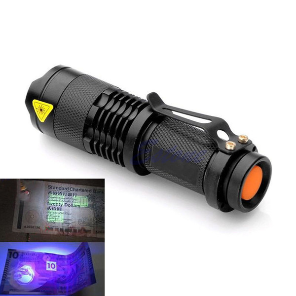 Sanyi Mini Aluminum Zoomable Portable UV Flashlight Violet Light LED Flashlight UV Torch Light