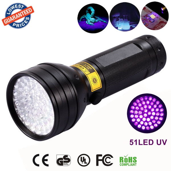 UV Flashlight Lights Black Light 51 LED 395NM Ultraviolet Blacklight Detector for Dog Urine Pet Stains and Bed Bug