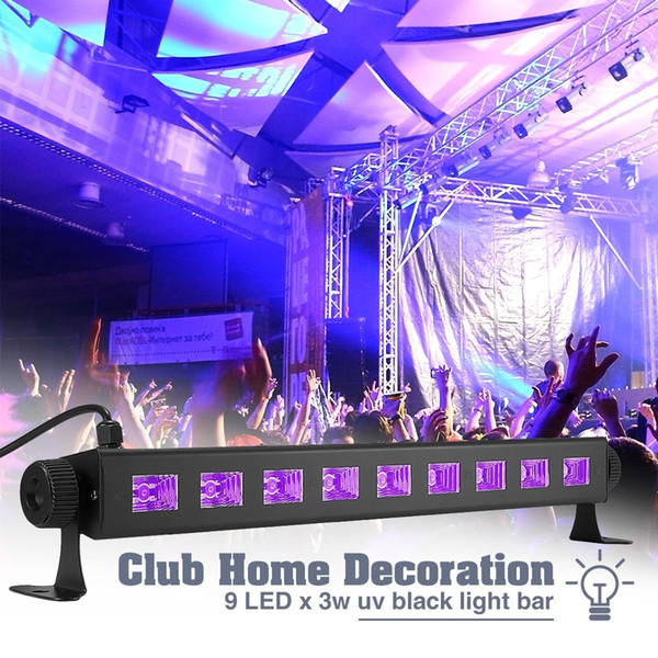 OPPS UV LED Bar with 9LEDx3W Black Light, Metallic Black for Housing DJ Party Club Halloween Home Decoration Free Shipping