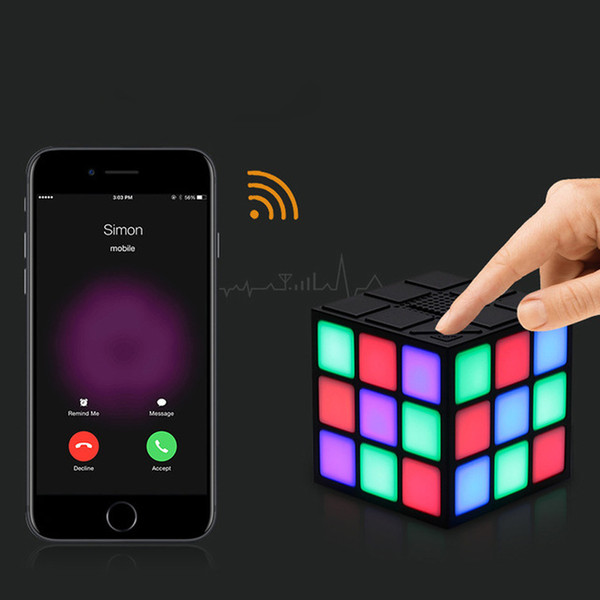 New Gift Mini Magic Cube Colorful Wireless Portable Bluetooth Speaker LED Flash Light with TF Card Handsfree Christmas birthday Gift