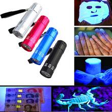 Portable UV Lamps 9 LED Mini LED Flashlights Super Bright LED Torch Light Outdoor Camping Flashlights BlackNine light illumination