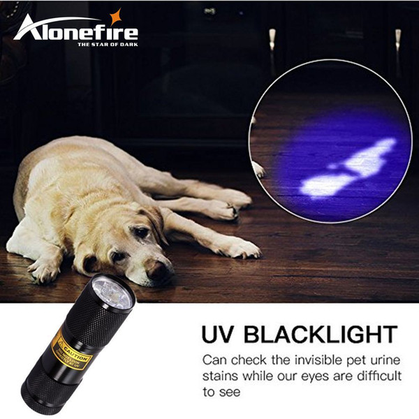 AloneFire 9LED Aluminium Invisible Blacklight Detection Ink Marker 9uv 9 LED UV Ultra Violet Mini Flashlight Torch Light Lamp