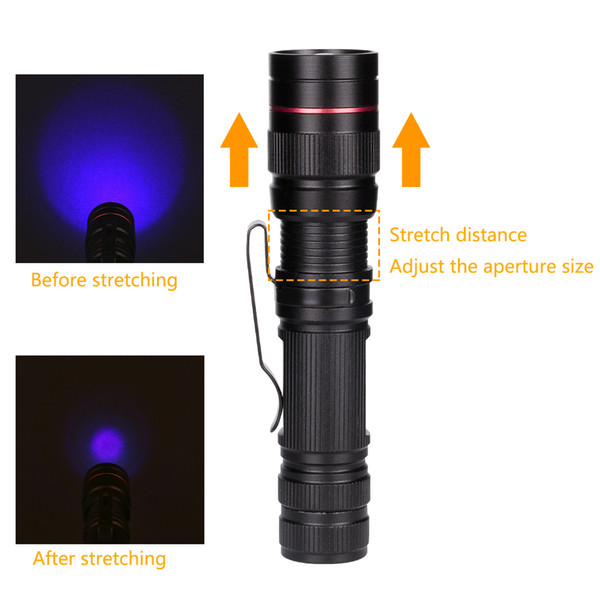 Sanyi UV Flashlight 3-modes Purple Light 395nm Wavelength Ultraviolet UV LED Torch Light Lamp