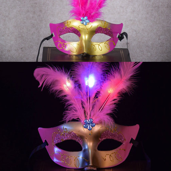 Mixed color Halloween Facial LED mask Elegant princess mask Women Venetian Ball Prom Glowing LED facial Mask