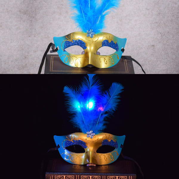 Mixed color Halloween Facial LED mask Venetian Ball Prom Glowing LED Fiber Mask Mask Masquerade Cosplay Prop Fancy Dress Costume Halloween