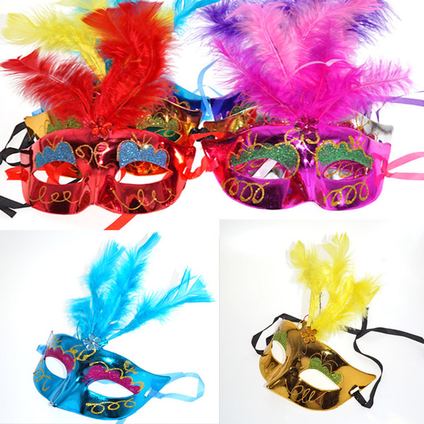 Mixed color Halloween LED Facial mask Masquerade Cosplay halloween gift Priceness prince LED feather LED fiber for choose