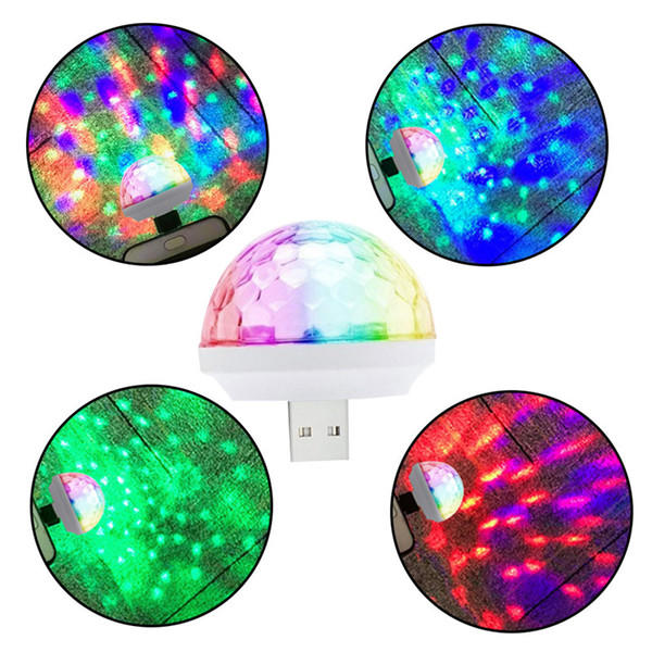 New Disco elfin Voice Control Self-propelled Mini Stage Light Crystal Magic LED Disco Ball USB Colorful Music Light Bulb Lamp