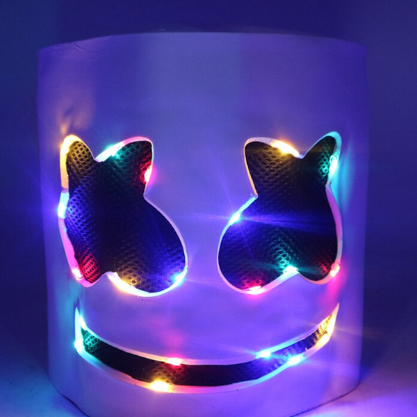 Disco DJ Mask Marshmello Helmet With LED Novelty Lighting Kids Prom Props head LED Marshmallow Mask Party casco marshmello led