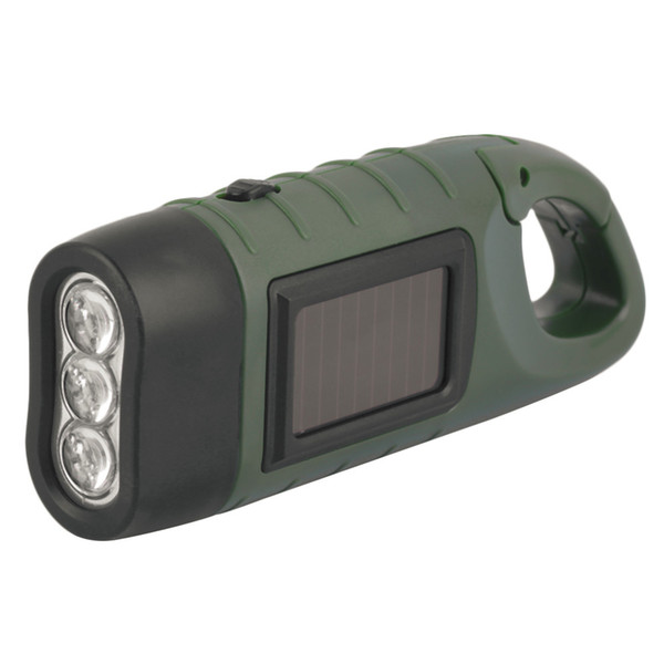 DT-309A Hand Held Crank Dynamo Solar Power Rechargeable LED Flashlight 3-LED Potable Environmental Outdoor Camping Adventures Light