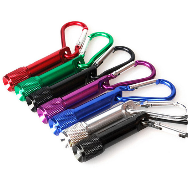 Best Portable Mini LED Flashlight Keychain Aluminum Alloy Torch with Carabiner Ring Keyrings LED mini Flashlight Mini-light free shipping