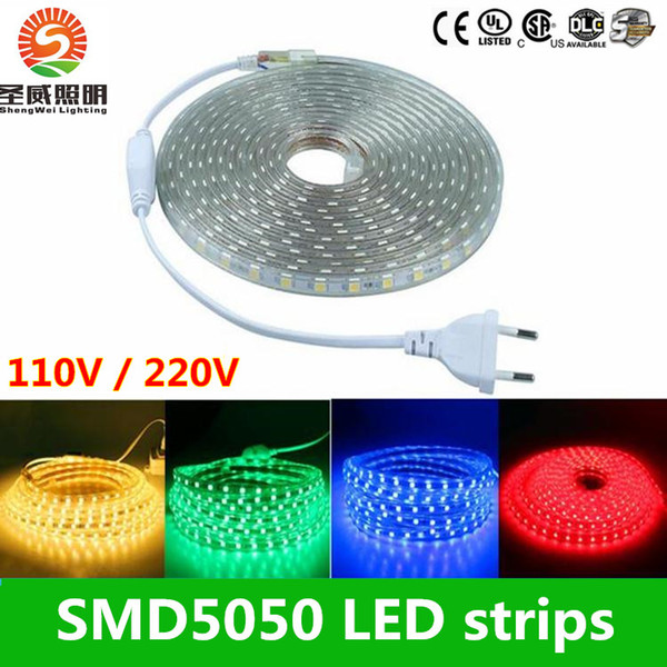 110V/220-240V High Voltage 100m Led Strips 5050 Waterproof 10m 15m 20m 25m 30m 35m 40m 45m 50m Led Light Strips + Power Suply