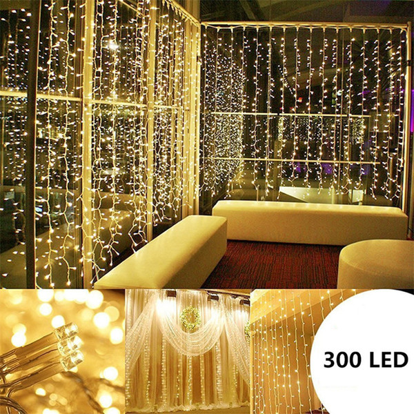 3M X 3M 300 LED Lights Wedding Christmas String Birthday Party Outdoor Home Warm White Decorative Fairy Curtain Garlands