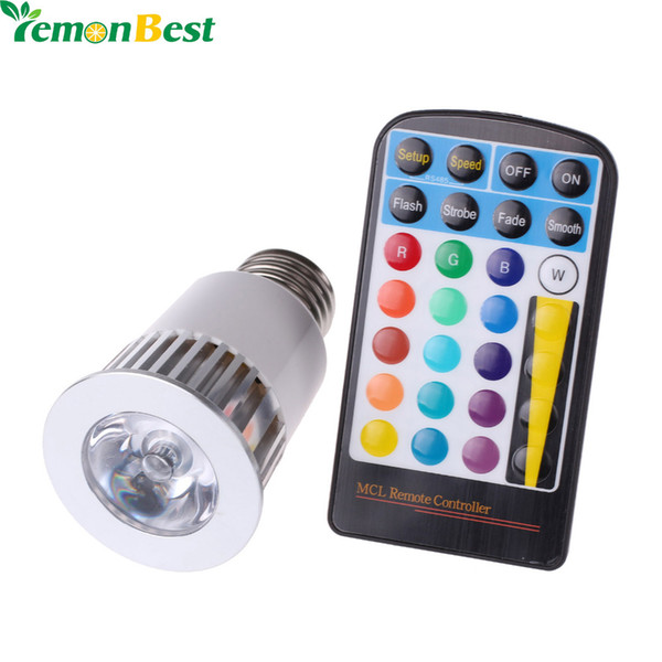 High Power RGB LED Light 5W E27 16 Colors 4 Mode Dimmable Spotlight Lamp With Memory Function