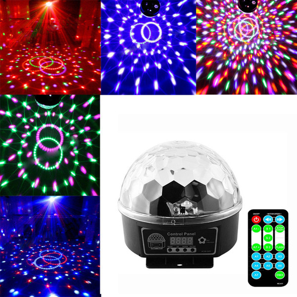 Disco Stage Lighting Digital DMX512 LED RGB Crystal 9 colors Magic Ball Effect Light auto sound control with remote control panel