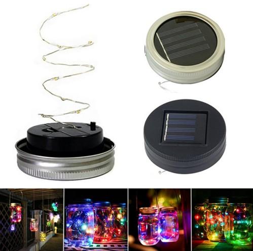 LED String Light Christmas Wedding Solar Powered LED String Fairy Light for Glass Mason Jars Lid Outdoor Garden Decor LLFA