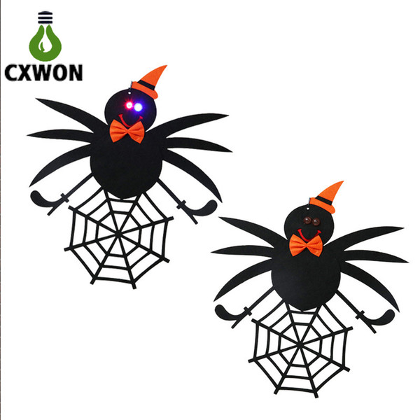 Cloth door hang amp lhalloween decoration led lightings spider witch rabit pumpkin spider web shaped lights for holiday party children happy