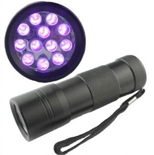 12 LED UV Blacklight Flashlight Torch Money Detector Light emitting 100pcs Free shipping Fedex