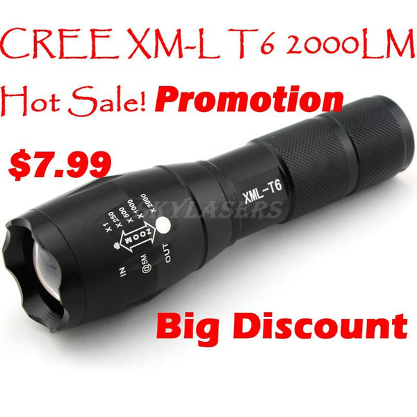 Wholesale-E17 CREE XM-L T6 2000Lumens cree led Torch Zoomable cree LED  Torch light For 3xAAA or 1x18650-Free shipping