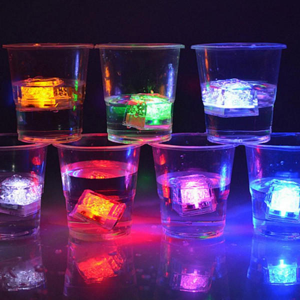 DIY Colorful Flash LED Ice Cubes Wedding Festival Decor Party Props Luminous LED Glowing Induction Ice Cubes Seven colors