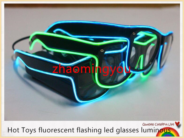 YON New Hot Toys fluorescent flashing led glasses luminous 10colors Rave Costume Party DJ Bright Fashion Neon LED Light Up