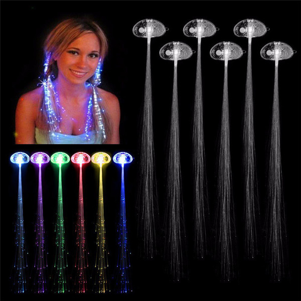 Flash Glow LED Braid with Hairpin Flash Braids Novelty Decoration for Wedding Party Hair Extension by Optical Fiber