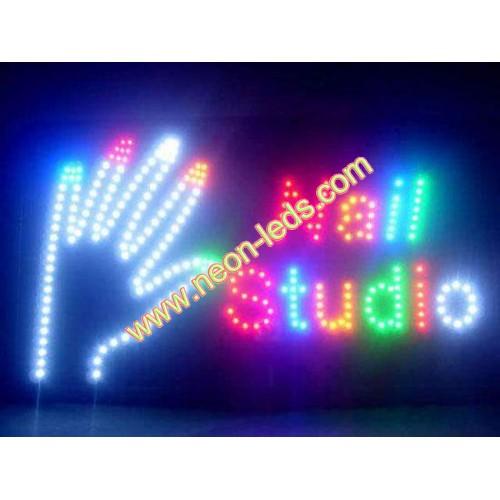 Safe DC 12V, High Quality Led Nails Sign WL-NN001, ABS frame size 22