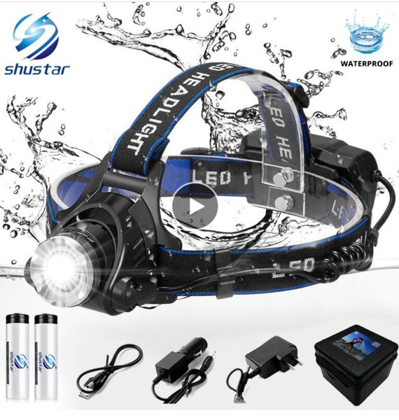 LED headlamp fishing headlight 6000 lumen T6/L2 3 modes Zoomable lamp Waterproof Head Torch flashlight Head lamp use 18650