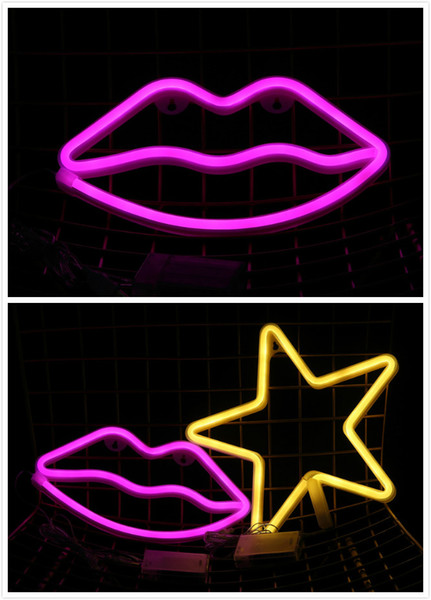 Red Lips Christmas Tree Neon Night Light Lamp Strip Battery USB Operated Wall Hanging Light Home Bedroom Decor Led Neon Sign Drop Shipping