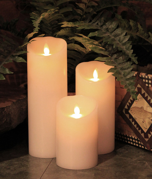 For Chrismas Wedding Party, SET OF 3 LUMINARA SCENTED LED REAL WAX FLICKER LIGHT CANDLE REALISTIC IVORY -NEW.