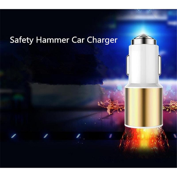 High Speed Dual-Port 5V 2.1A USB Mini Safety Hammer Vehicle mobile phone chargers With 1 Year Warranty