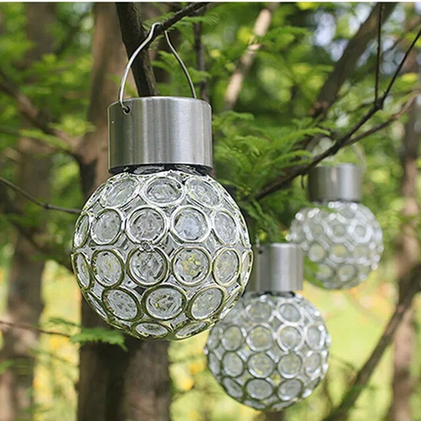 Solar Ball Hanging LED Lamp Outdoor Color Changing Walkway Landscape Light Garden Decorative Night Lights Chandelier