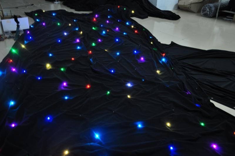 Wholesale - 4*6m RGB-in-1 Mixed LED Star Curtain with controller,144pcs LED,fireproof,Free Shipping