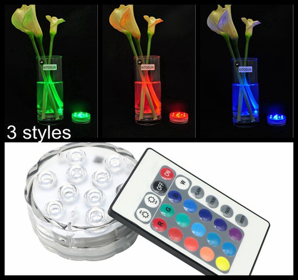 Edison2011 10 LED Multicolor Submersible Waterproof Wedding Party Tea Floralytes Vase Base Light Blub Remote Control Hot