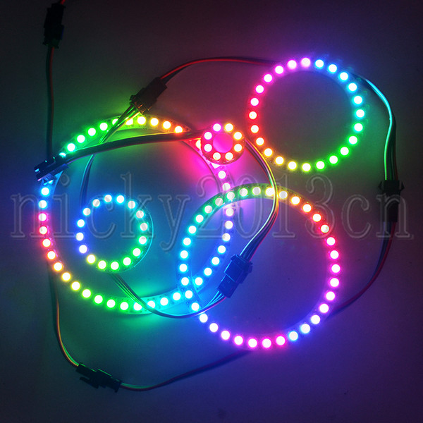 5V WS2812B IC LED Pixel Ring Panel Halo Module Light 5050 RGB Black PCB Individua Addressable Circle Magic Color Chasing