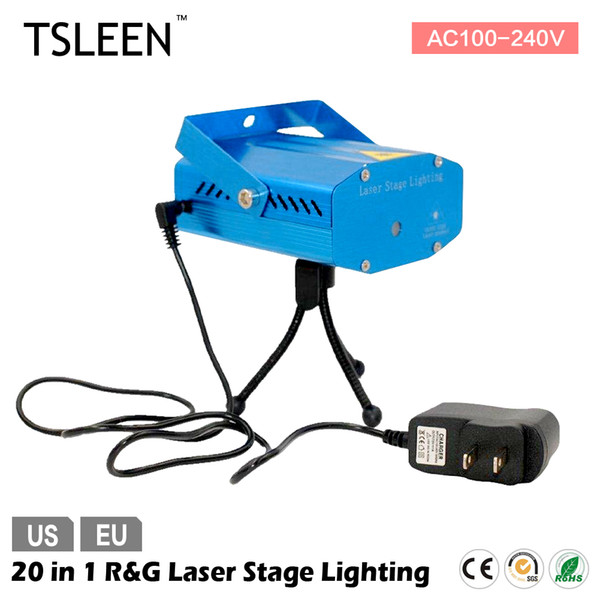 Wholesale- TSLEEN 20 in 1 Patterns dynamicly Sound Active LED Laser Projector Club DJ Disco Bar Stage Show Home Lighting