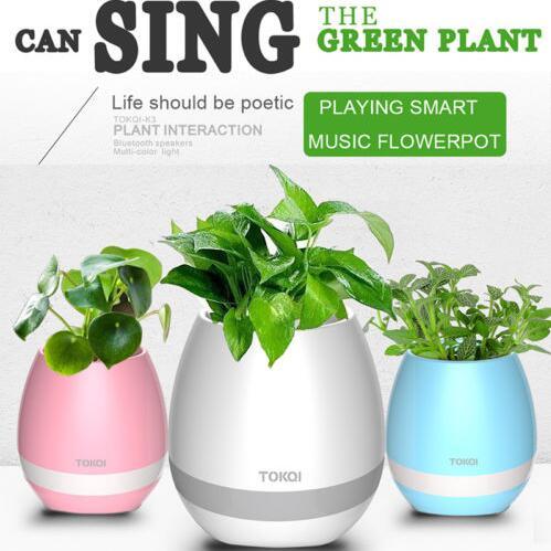 Creatives Touch Wireless Bluetooth Flowerpot Mini Subwoofer Speaker with LED Multiple Colors Home Smart Plant Office Mp3 Music Player Toy